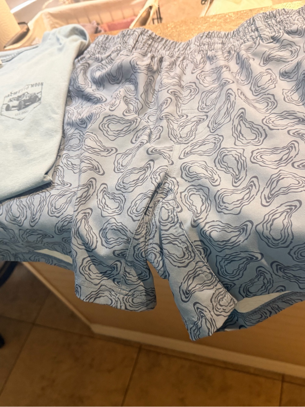 Local Boy men’s volley oyster blue shorts small palmetto moon medium shirt
